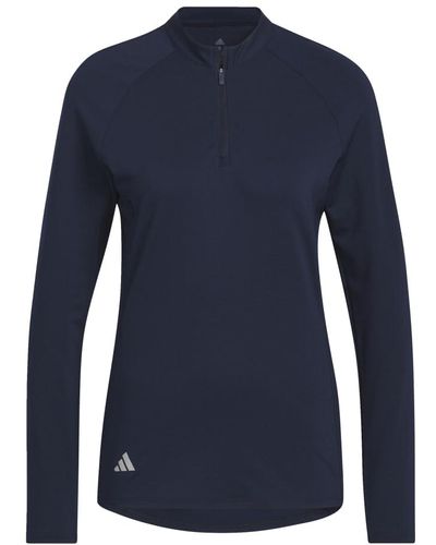 adidas Standard Quarter Zip Long Sleever Golf Polo Shirt - Blue