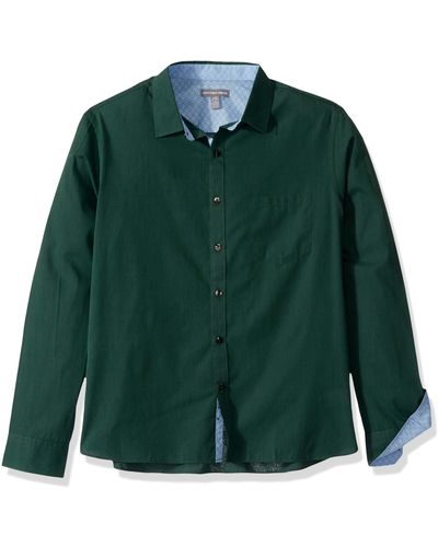 Geoffrey Beene Fit Easy Care Long Sleeve Button Down Shirt - Green