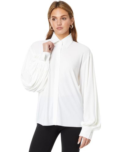 Norma Kamali Full Sleeve Nk Shirt W/collar Stand - White