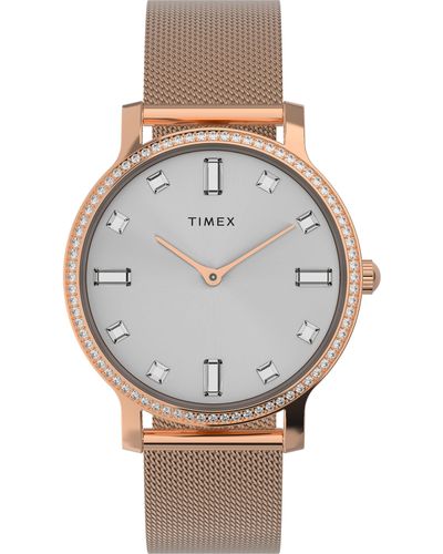 Timex Rose Gold-tone Bracelet Silver-tone Dial Rose Gold-tone - Gray