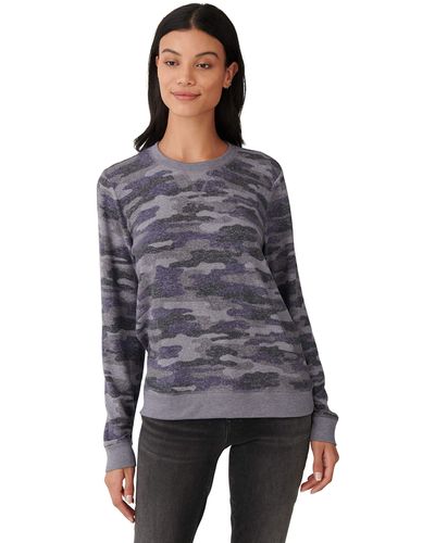 Lucky Brand Womens Long Sleeve Crew Neck Hacci Printed Jersey Sweatshirt - Gray