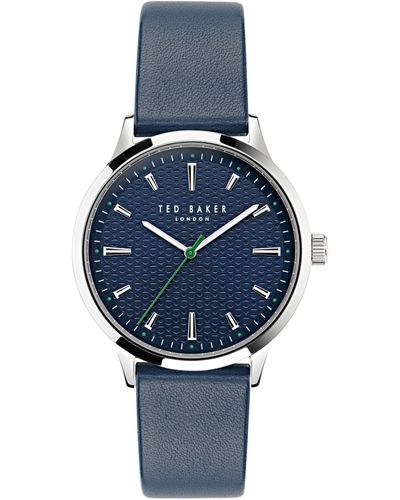 Ted Baker Cosmop Blue Eco Genuine Leather Strap Watch
