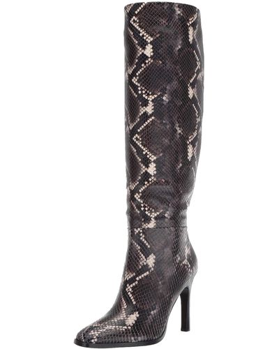 Sigerson Morrison Kailey Snakeskin Embossed Knee High Boot - Black