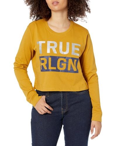True Religion Cropped Lamar Long Sleeve Tee - Yellow