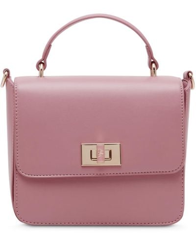 Anne Klein Small Square Flap Crossbody With Enamel Turn Lock - Pink