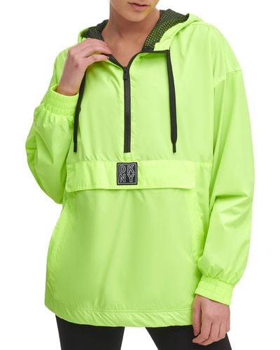 DKNY Womens Sport Jacket Hooded Anorak - Green