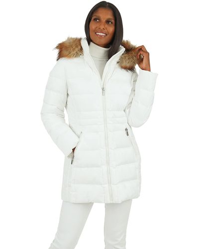 Kensie Quilted Puffer Coat With Removeable Hood - White