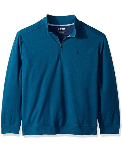 Izod Big Advantage Performance Quarter Zip Fleece Pullover - Blue