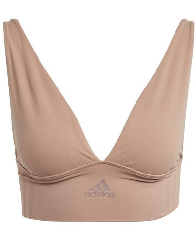 adidas Smicro-stretch Lounge Bra—seamless Comfort & Supportbeaver Fursmall - Brown