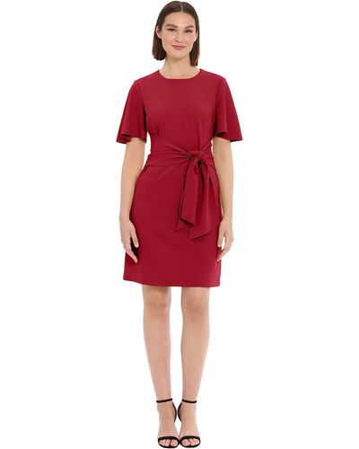 Donna Morgan Tie Front Crepe Dress - Red