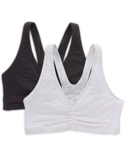 Hanes Women's Stretch Cotton Low Imact Sports Bras - 2 Pack, White/black, Large
