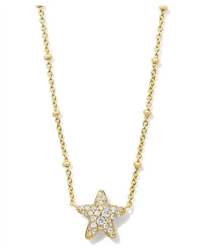 Kendra Scott 14k Gold-plated Jae Star Pave Pendant Necklace In White Crystal - Metallic