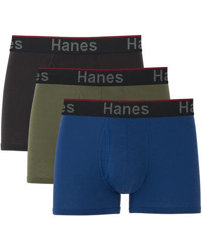 Hanes Originals Cotton Woven Boxers Pack, Moisture-Wicking Underwear for  Men, 3-Pack, Blue Plaids, Small at  Men's Clothing store