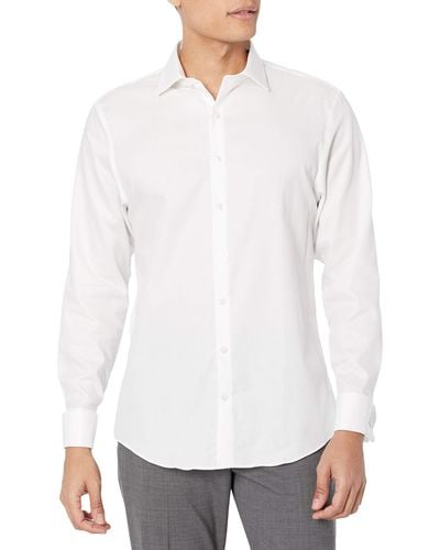 Kenneth Cole Reaction Dress Shirt Slim Fit Stretch Collar Non Iron Solid - White