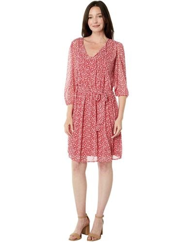 Tommy Hilfiger Mini Length Long Sleeve Floral Printed Sportswear Dress - Red