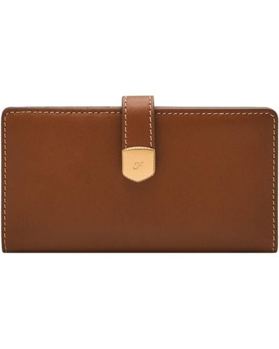 Fossil Lennox Leather Tab Clutch Wallet - Brown
