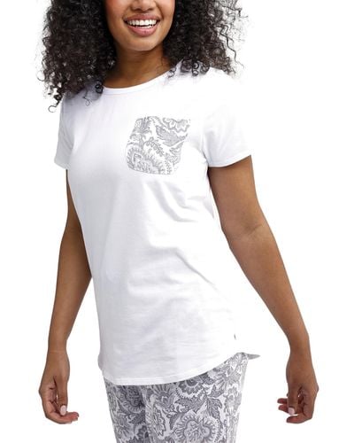 Vera Bradley Cotton Short Sleeve Crewneck Pajama T-shirt - White