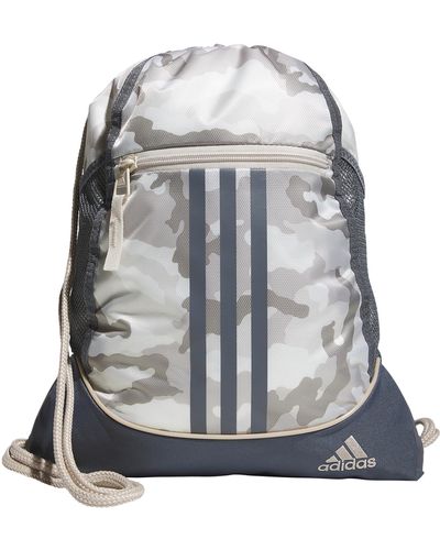 adidas Alliance Sackpack Drawstring Backpack Gym Bag - Gray