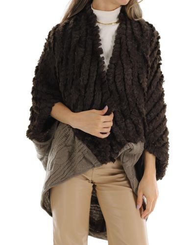 La Fiorentina Knitted Cocoon With Rex Rabbit Fur - Black