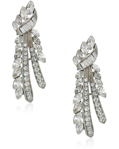 Ben-Amun Deco Crystal Branch Post Drop Earrings For Bridal Wedding Anniversary - Multicolor