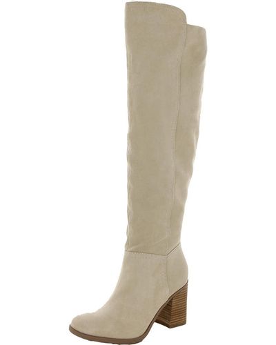 Naturalizer Kyrie Knee High Boot Porcelain Beige Suede 9 W - Natural