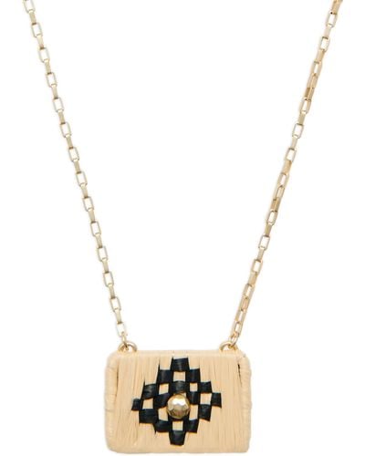 Lucky Brand Geometric Rafia Woven Pendant Necklace - Metallic