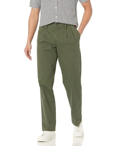 Amazon Essentials Pantalon Chino sans Pince Infroissable Coupe Ajustée - Vert