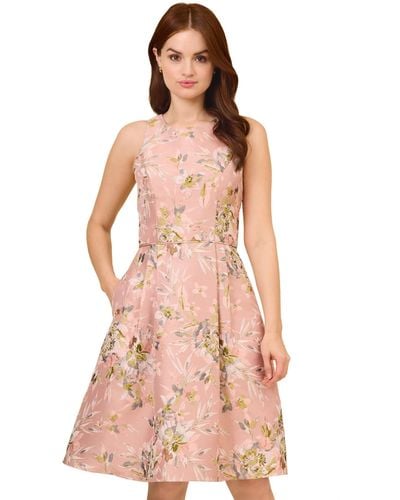 Adrianna Papell Floral Jacquard Dress - Pink
