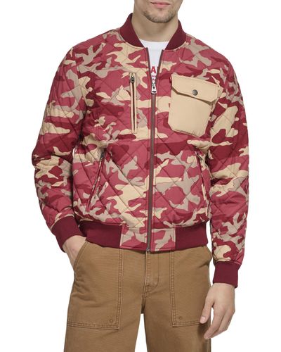 Levi's Diamond Quilted Bomber Jacket - Red