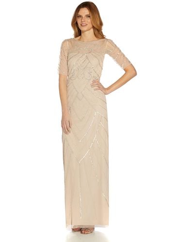Adrianna Papell Beaded Long Column Gown - Multicolor