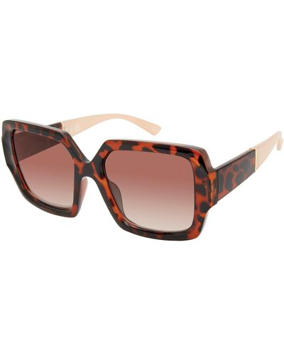 Tahari Th879 Bold 100% Uv Protective Rectangle Square Sunglasses. Elegant Gifts For Her - Black