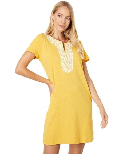 Tommy Hilfiger Short Sleeve Puff Print Dress - Yellow