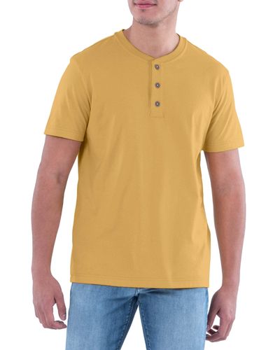 Lee Jeans Short Sve Soft Washed Cotton Henley T-shirt - Yellow