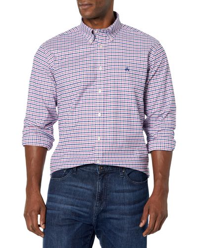 Brooks Brothers Non-iron Stretch Oxford Long Sleeve Gingham Check Sport Shirt - Purple