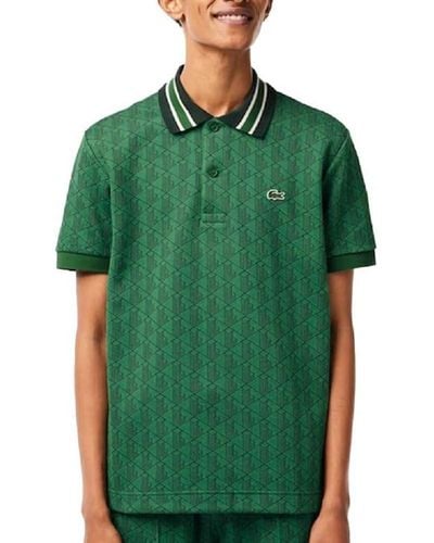 Lacoste Short Sleeve Allover Monogram Polo Shirt - Green