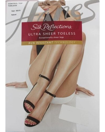 Hanes Silk Reflections Lasting Sheer Control Top Toeless Pantyhose - Natural