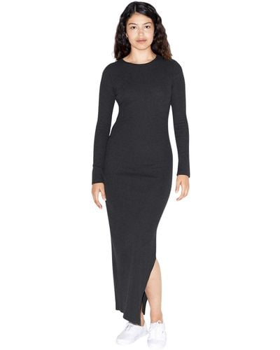American Apparel Cotton 2x2 Long Sleeve Crewneck Dress - Black