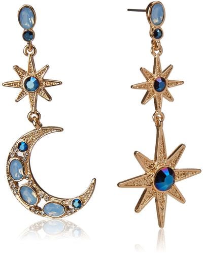 Betsey Johnson Celestial Moon & Star Drop Earrings - Blue