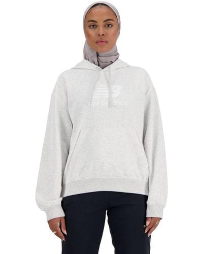 New Balance Sport Essentials French Terry Logo Hoodie - White