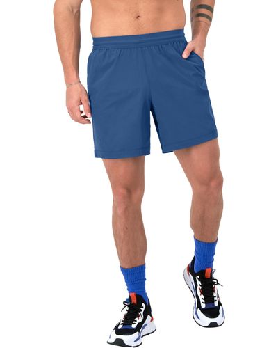 Champion , Purpose, Water Resistant Sports, Swim Shorts For , 6", Steel Blue Ink/plaster Blue Overlap Logo, Small