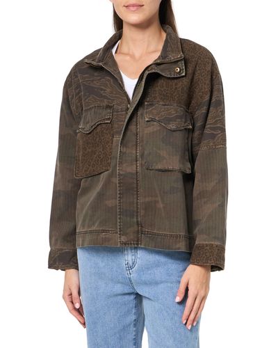 Lucky Brand Patchwork Camo Cropped Jacket - Gray