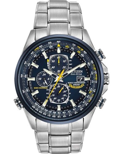 Citizen Eco-drive Sport Luxury World Chronograph Atomic Time Keeping Watch In Stainless Steel - Metallic