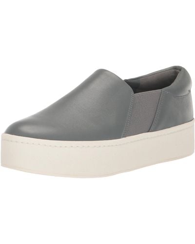 Vince S Warren Platform Slip On Fashion Sneakers Seastone Leather 6.5 M - Gray