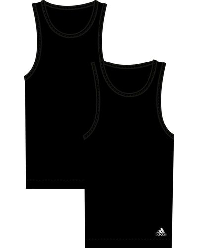 adidas Stretch Cotton Tank Top Undershirts - Black