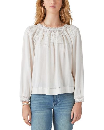 Lucky Brand Lace Peasant Top - White