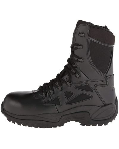 Reebok Wide Fitting Rapid Response Stealth 8" Boot With Side Zipper (uk 9) - Black