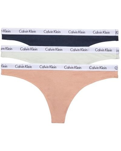Calvin Klein Carousel Logo Cotton Stretch Thong Panties in Pink