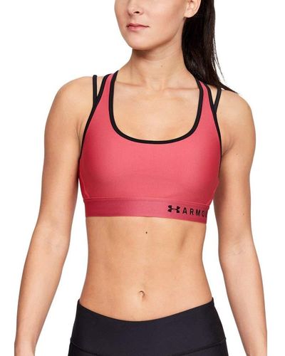Under Armour Armor Mid Crossback Strappy Sports Bra - Red