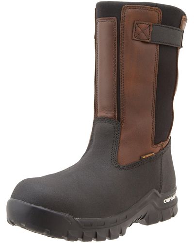 Carhartt 10" Wellington Waterproof Leather Pull On Boot Cmf1391 - Brown
