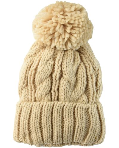 Amazon Essentials Chunky Cable Beanie With Yarn Pom Hat - Natural